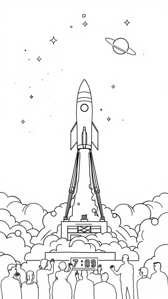 rocket launch line art