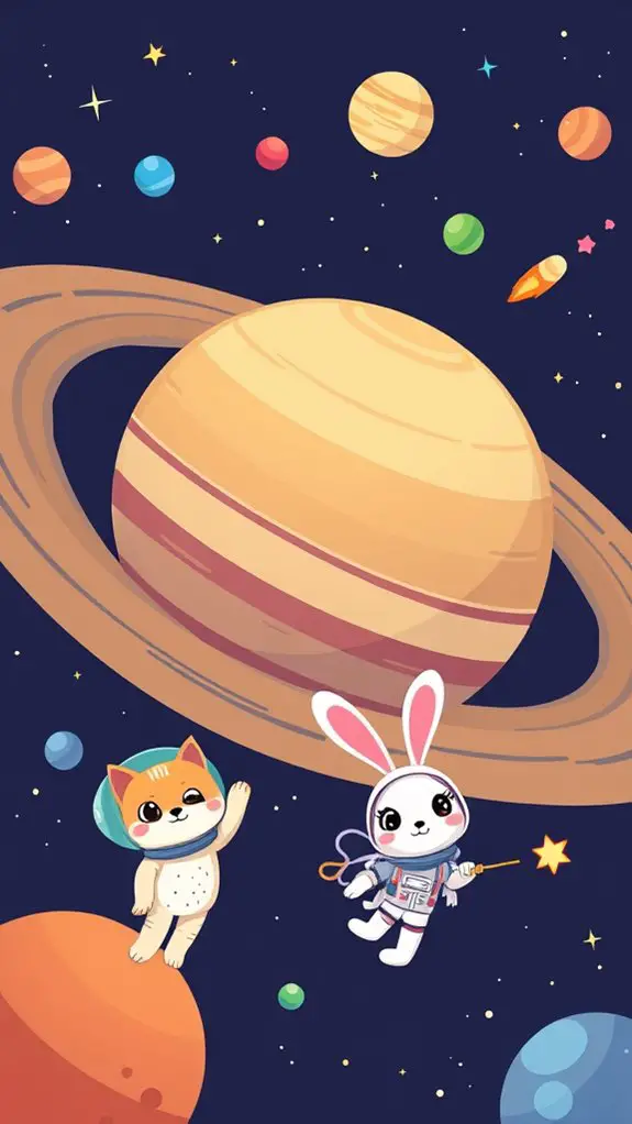 saturn with whimsical animals