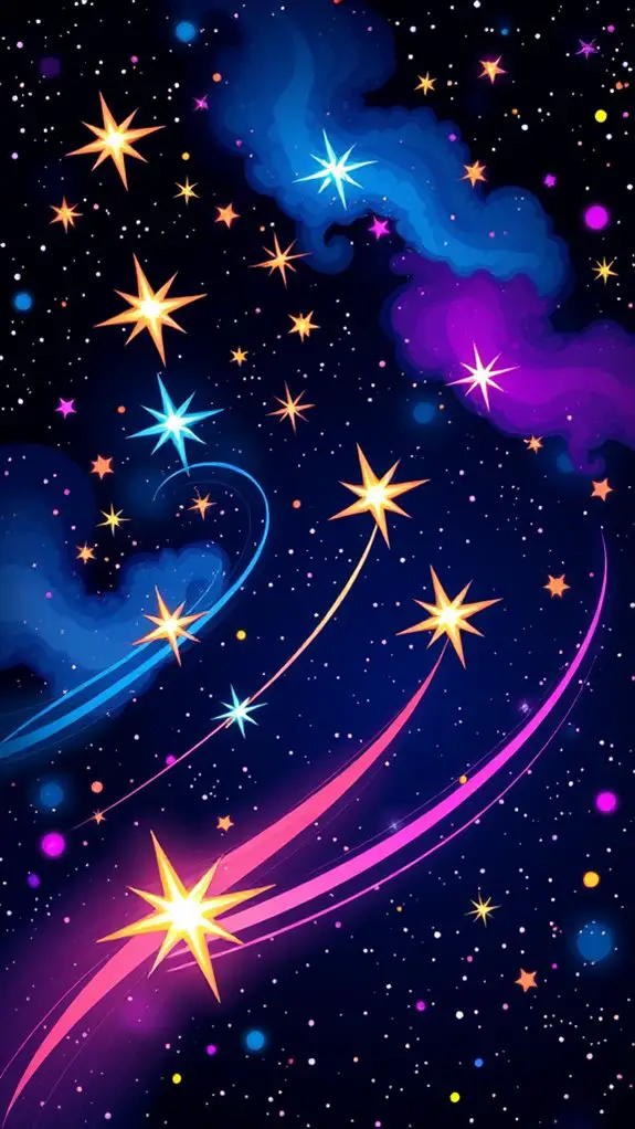 shooting stars galaxy illustration