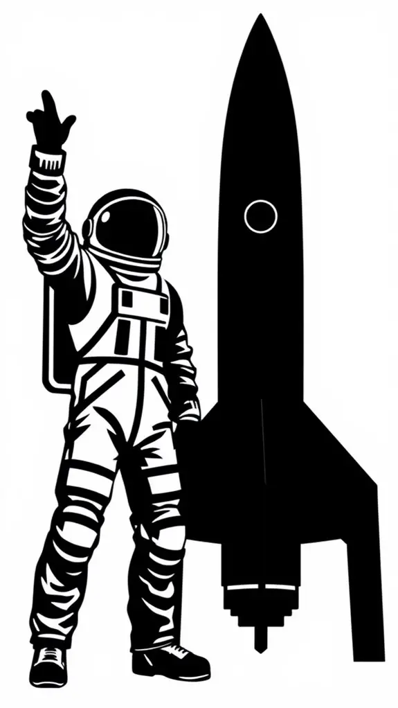 silhouette of astronaut rocket