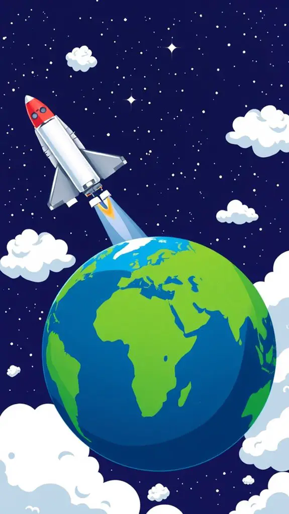 space shuttle and earth