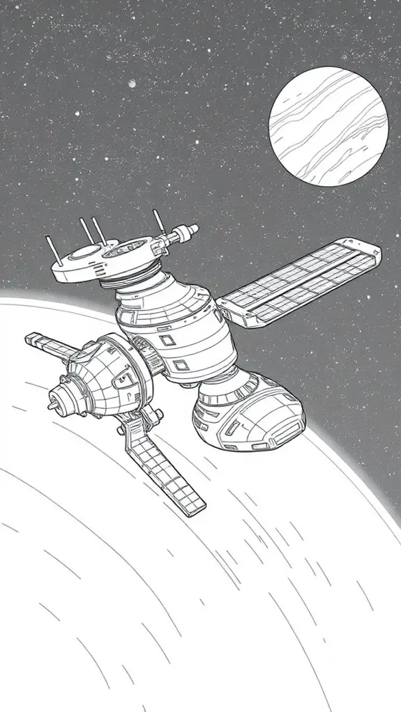 space station line drawing