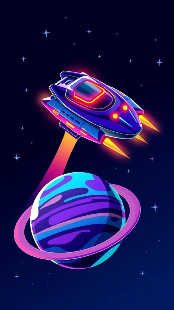 spaceship orbiting a planet