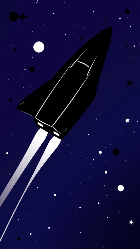 spaceship silhouette in space