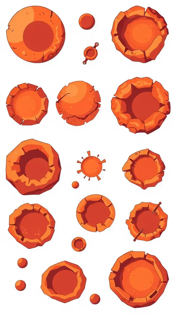 stylized mars crater illustrations