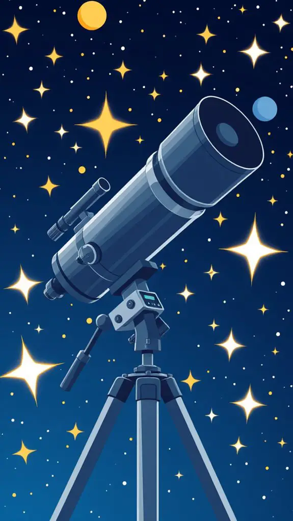 telescope illustration with stars