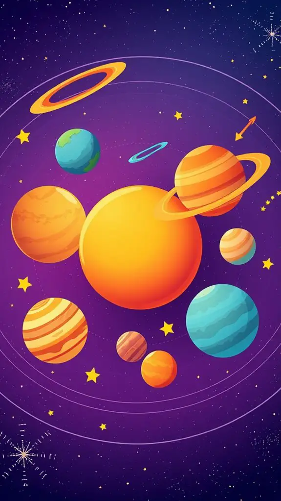vibrant celestial bodies illustration