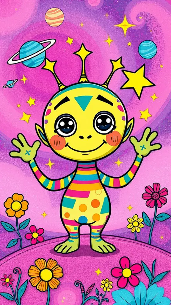 vibrant extraterrestrial character illustration