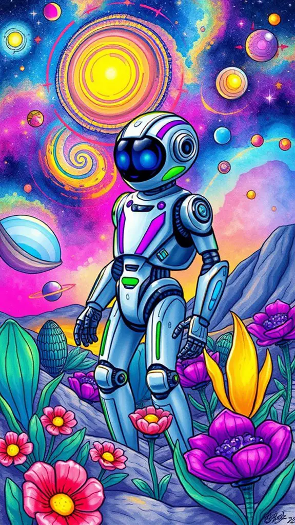 vibrant extraterrestrial robotic illustration