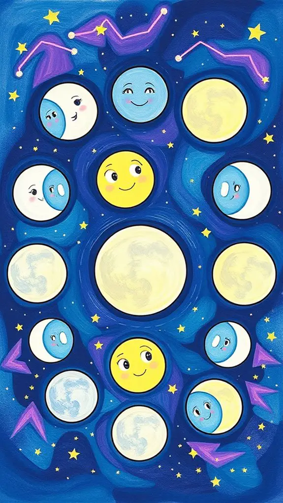 vibrant lunar cycle illustration
