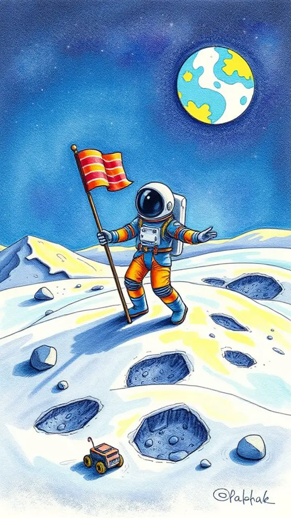 vibrant lunar exploration artwork