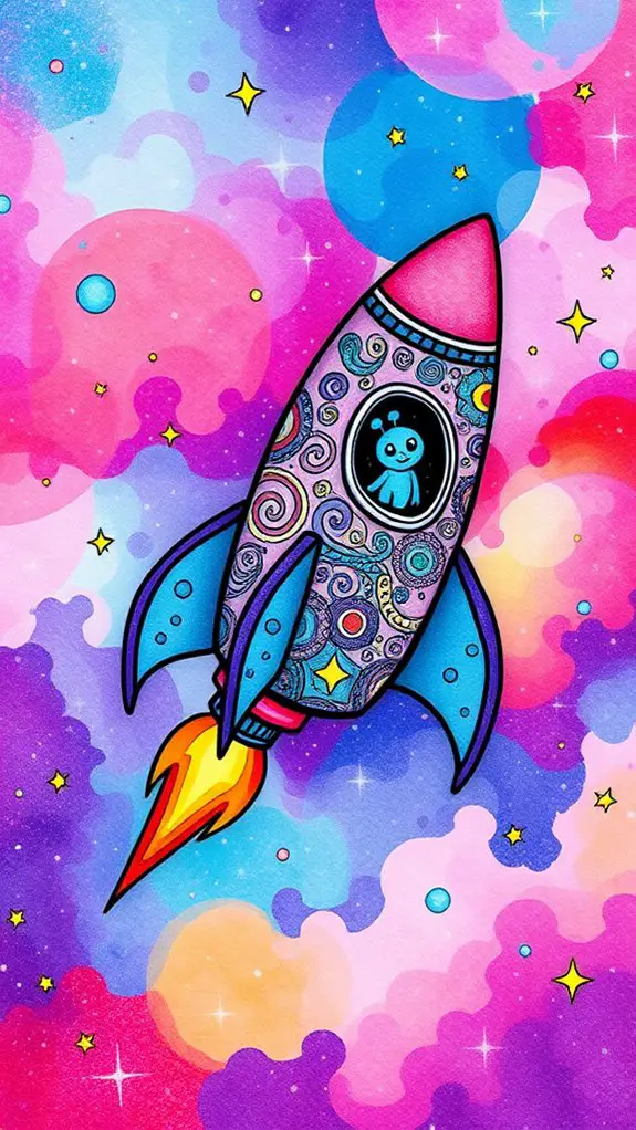 vibrant space travel artwork