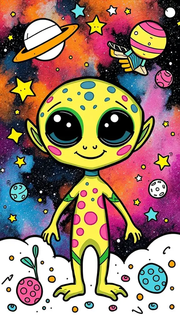 whimsical extraterrestrial doodle artwork