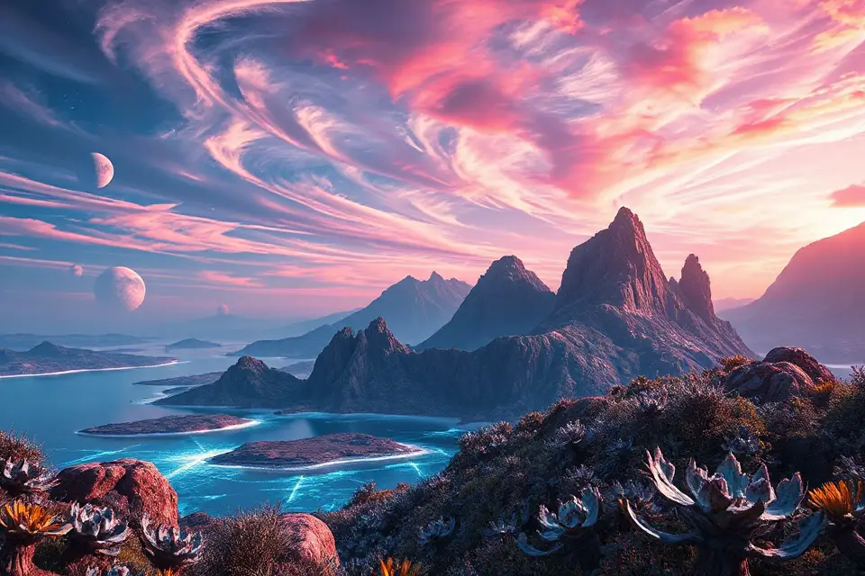 alien landscape stock photo