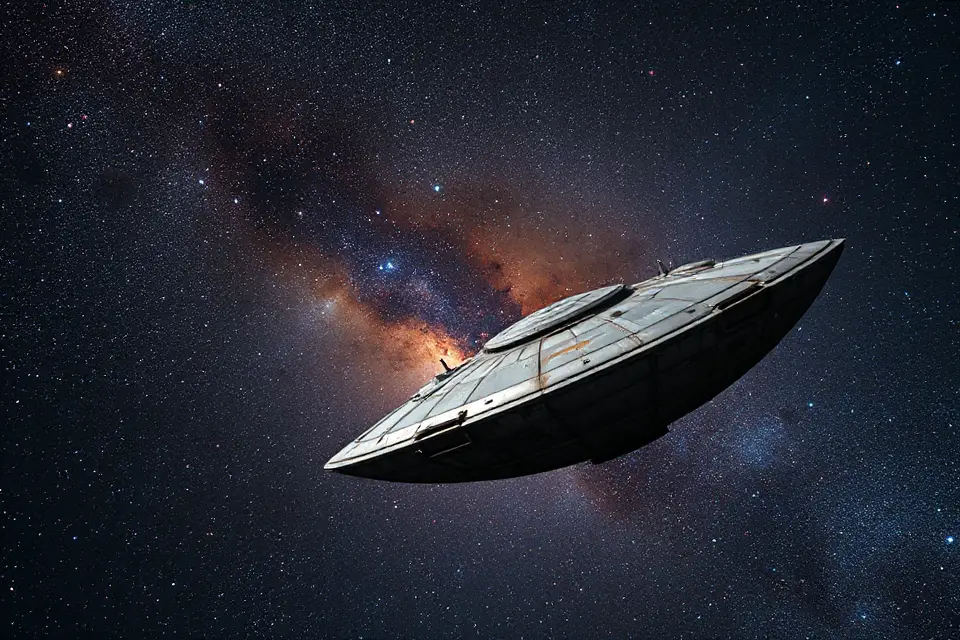 ancient spacecraft in starlit cosmos