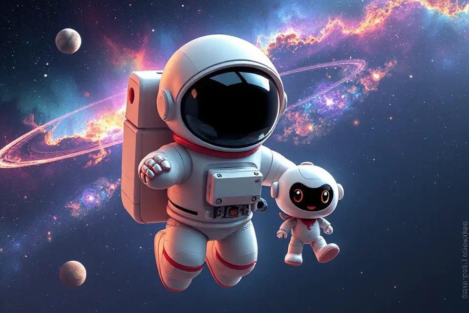astronaut and robot friendship