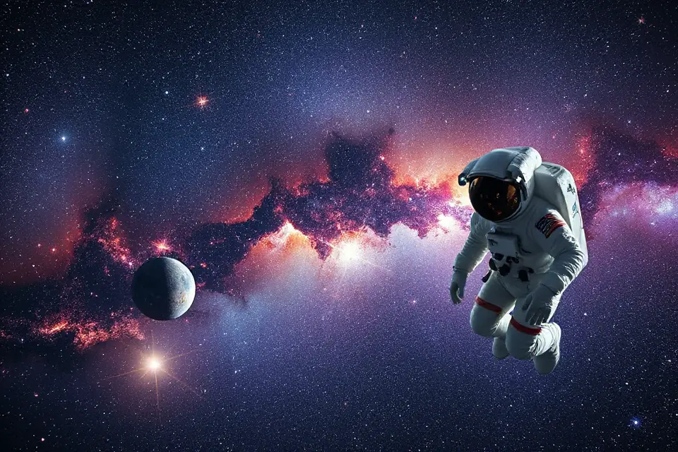 astronaut beside star cluster