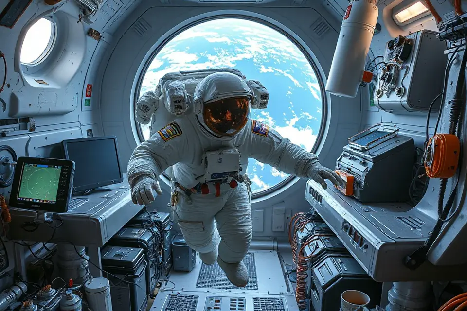 astronaut conducting scientific experiment