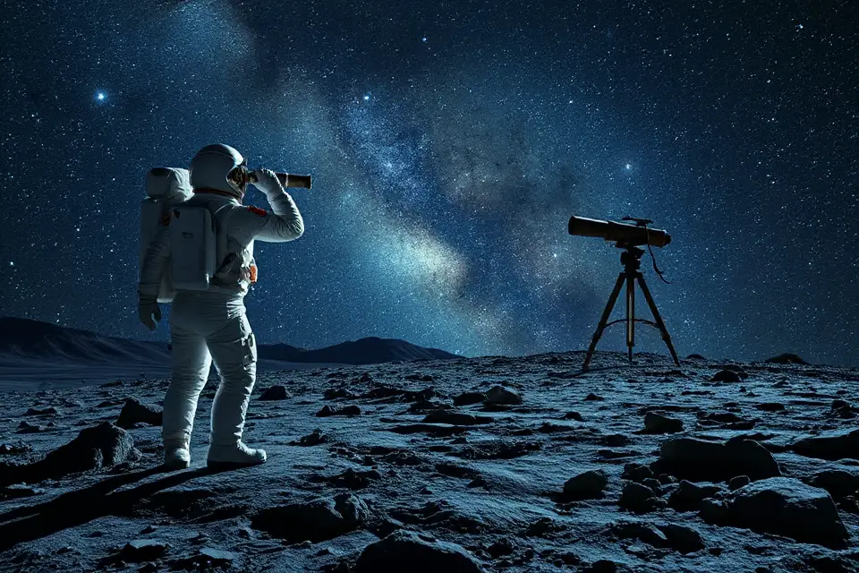 astronaut exploring night sky