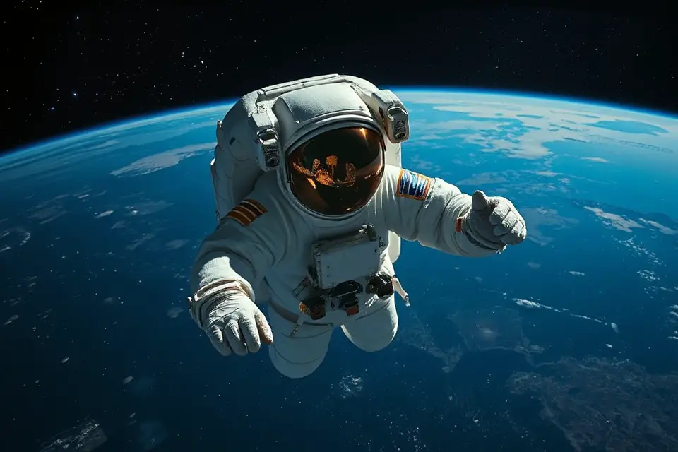 astronaut holding personal object