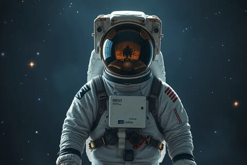 astronaut in reflective visor