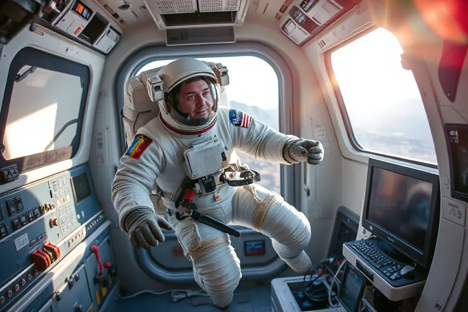 astronaut in zero gravity environment