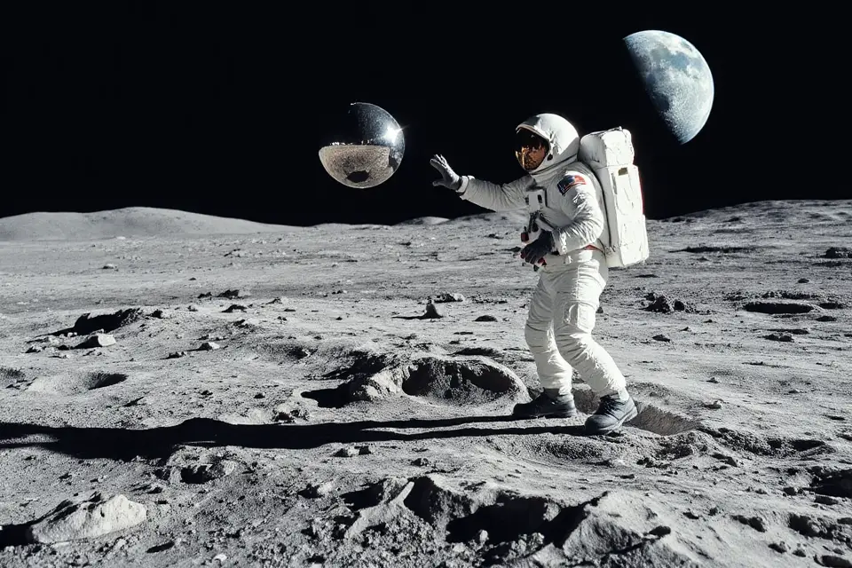 astronaut moon floating object