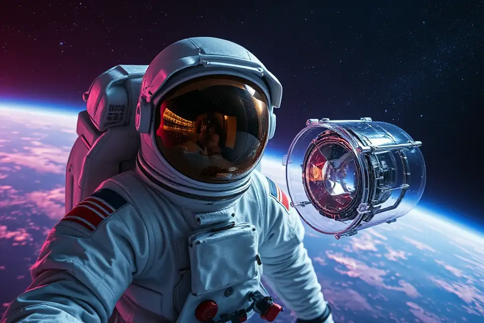astronaut reflection in space