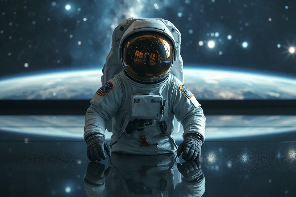 astronaut reflection on surface