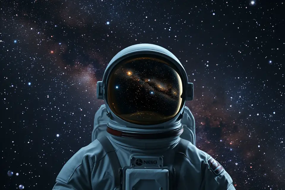 astronaut reflection starry background