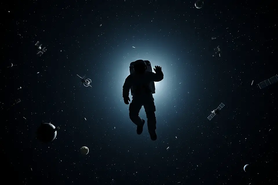 astronaut silhouette in space