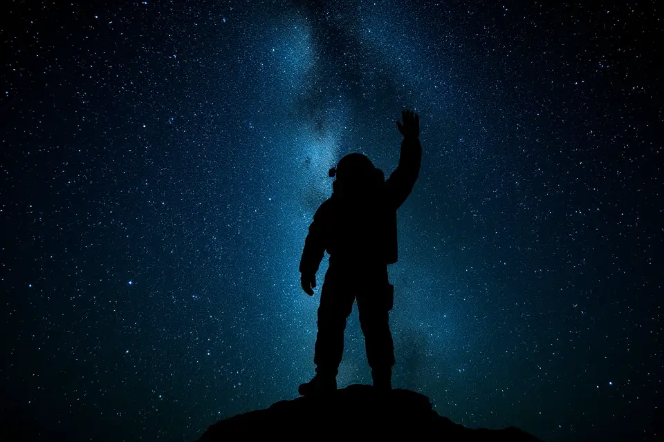 astronaut silhouette starry sky