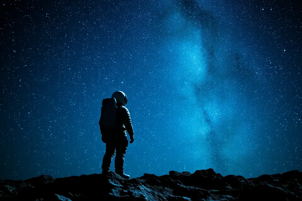 astronaut silhouette starry sky
