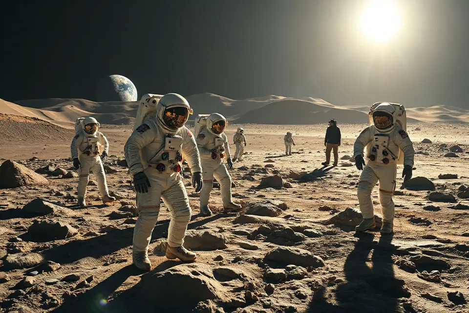 astronaut training moon landscape