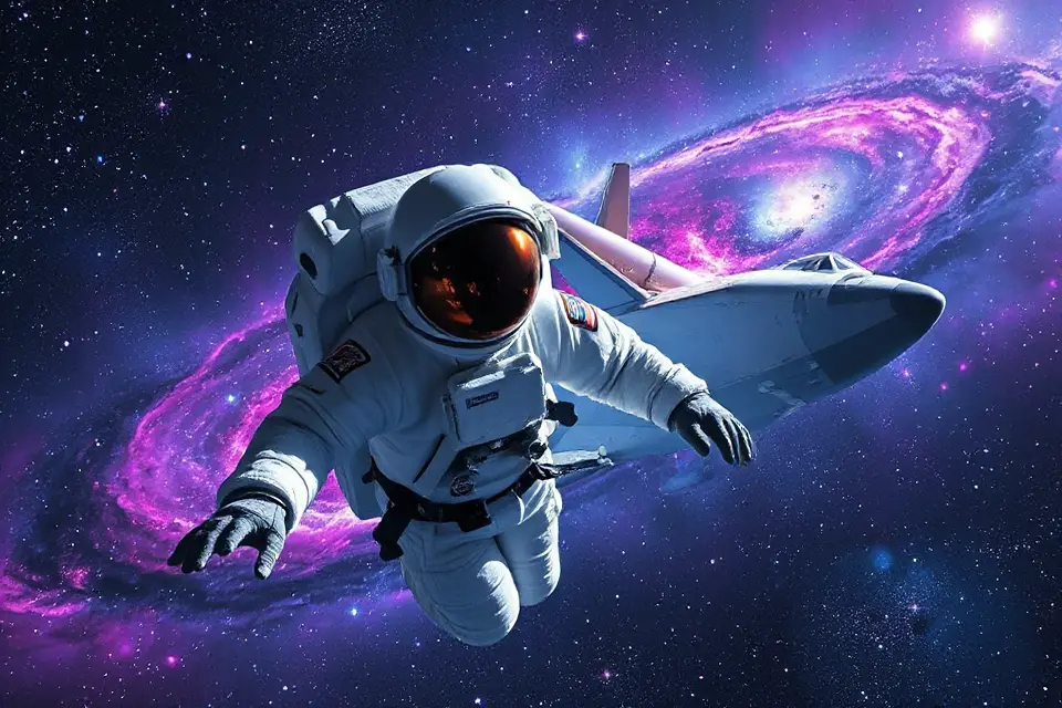 astronaut vibrant galaxy backdrop