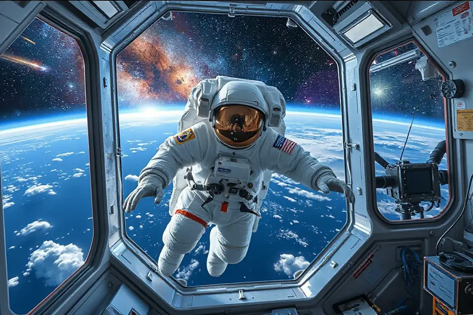 astronauts in celestial space