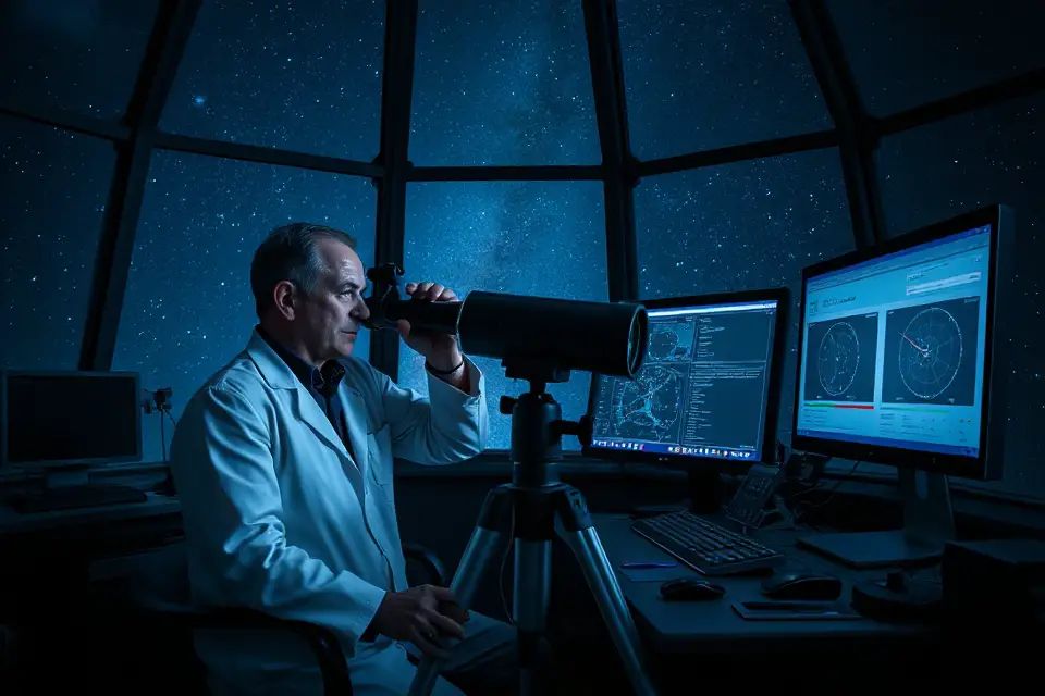 astronomer measuring star distances