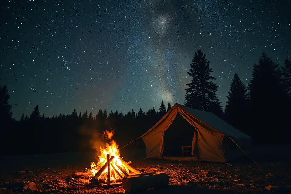 campfire under starry sky