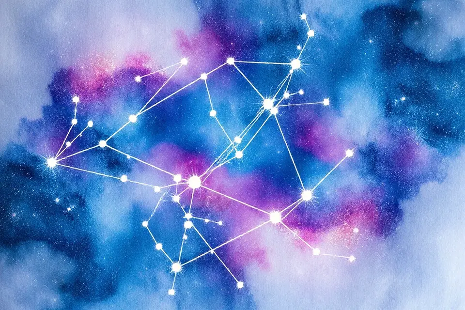 celestial watercolor constellation map