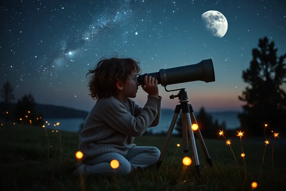 child exploring celestial wonders