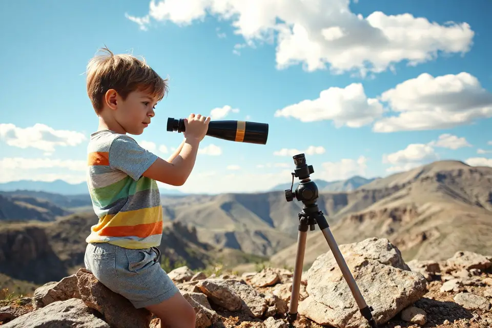 child exploring rocky landscape