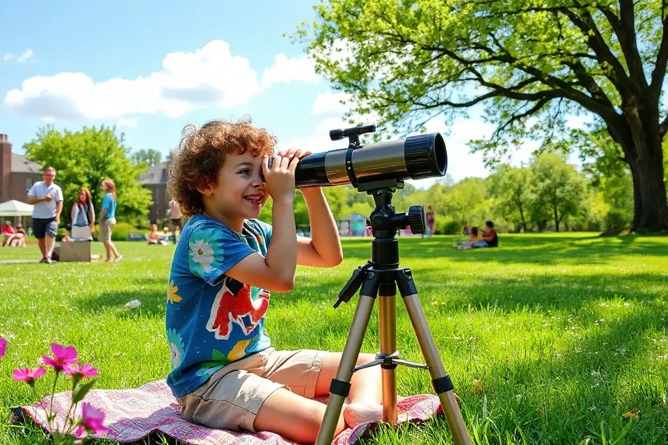 child exploring universe outdoors