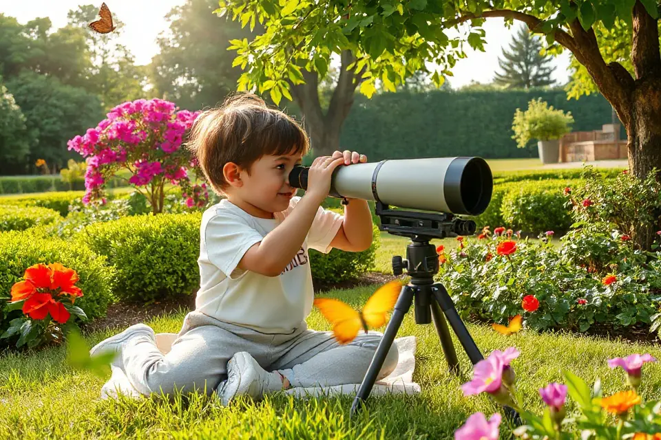 child exploring universe outdoors