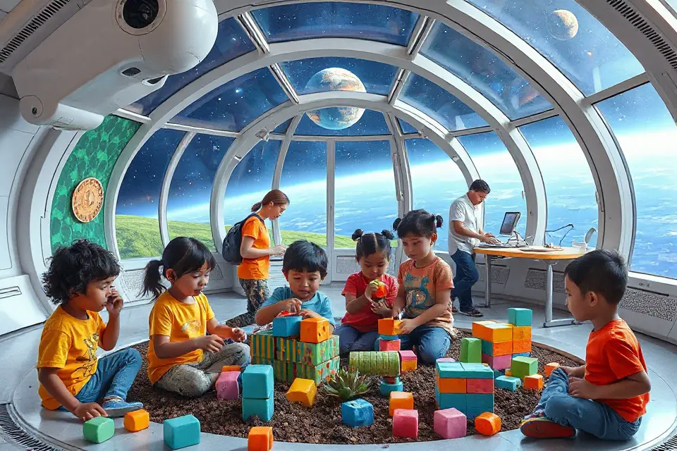 children enjoying zero gravity