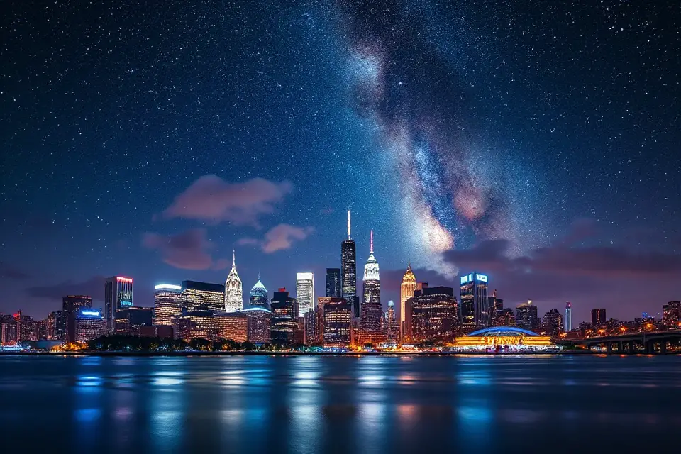 city skyline night sky