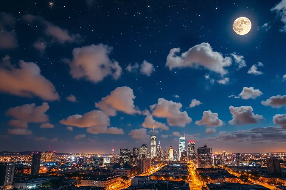 cityscape under starry sky