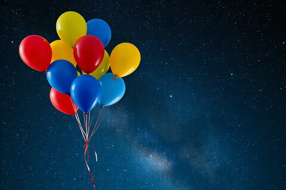colorful balloons night sky