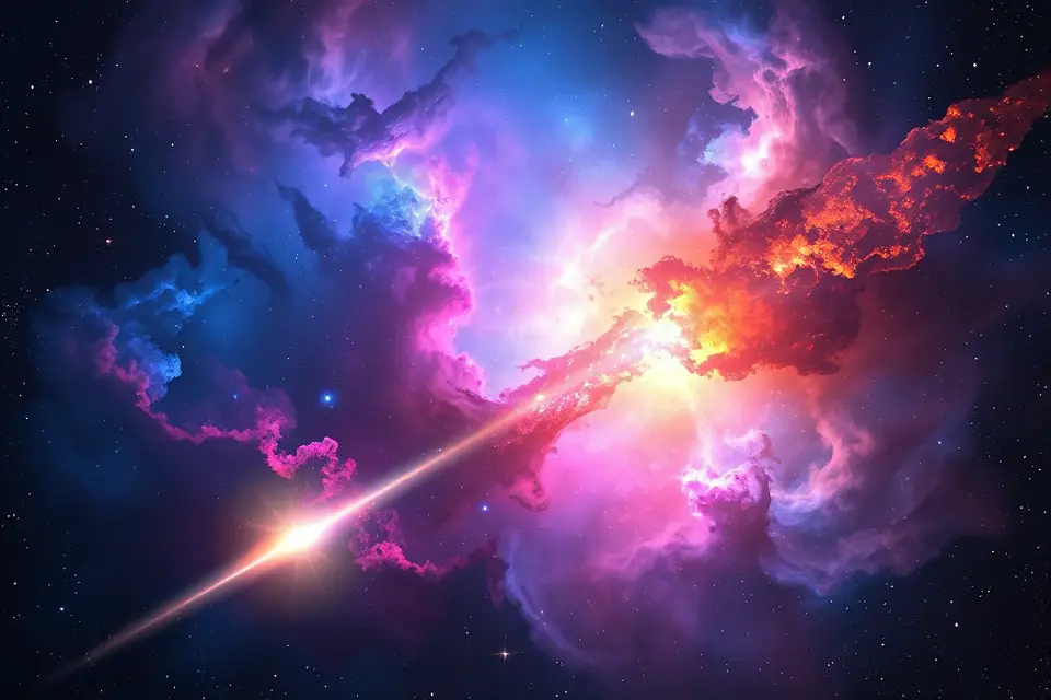 colorful nebula with comet