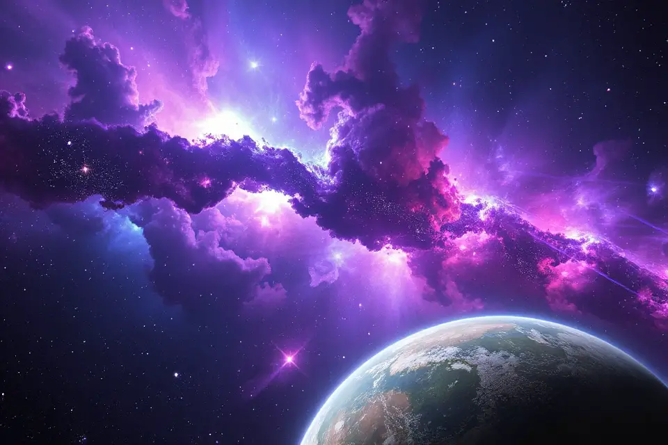 colorful nebula with planet