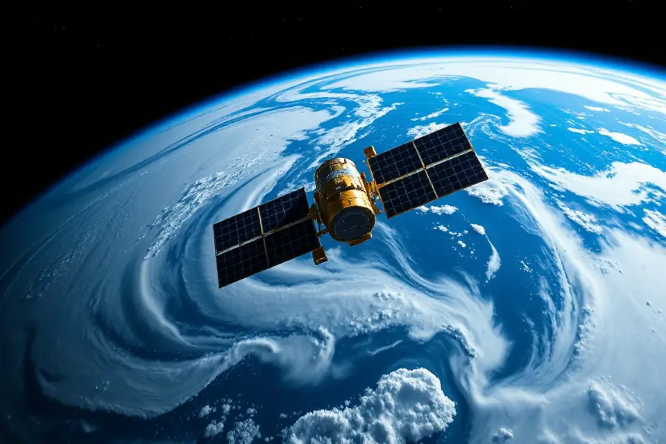 communication satellite above earth